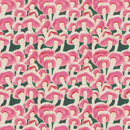 Dancing Mushrooms Pink from Woodland Creatures 100% Cotton by PBS - Per FQ (£12/m)