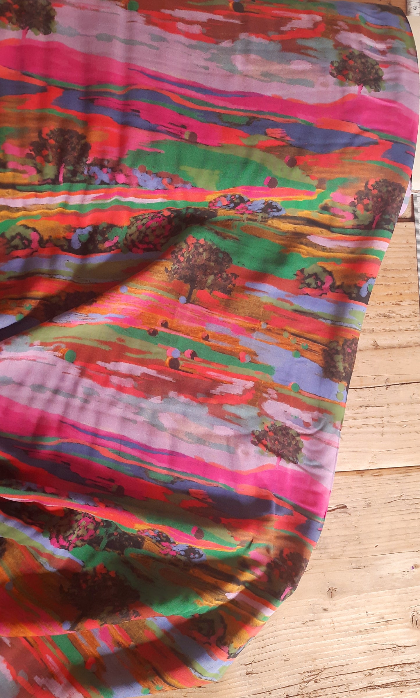 Rainbow Landscape by Lady McElroy 100% Viscose - Remnant 174cm x Width