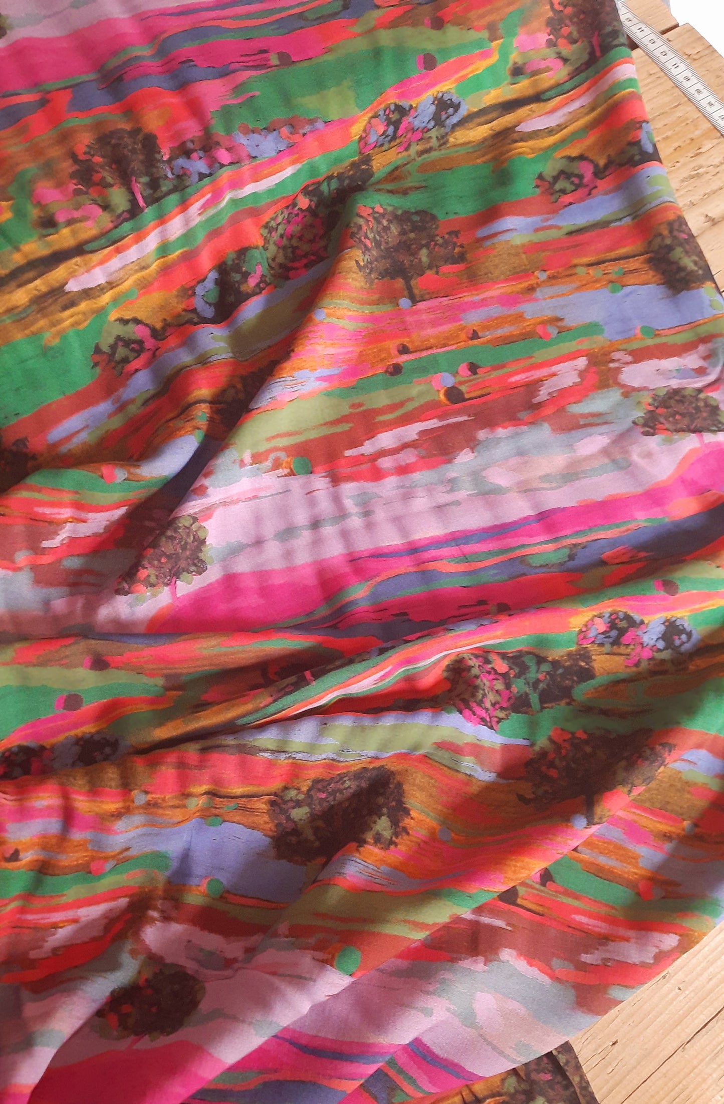 Rainbow Landscape by Lady McElroy 100% Viscose - Remnant 174cm x Width