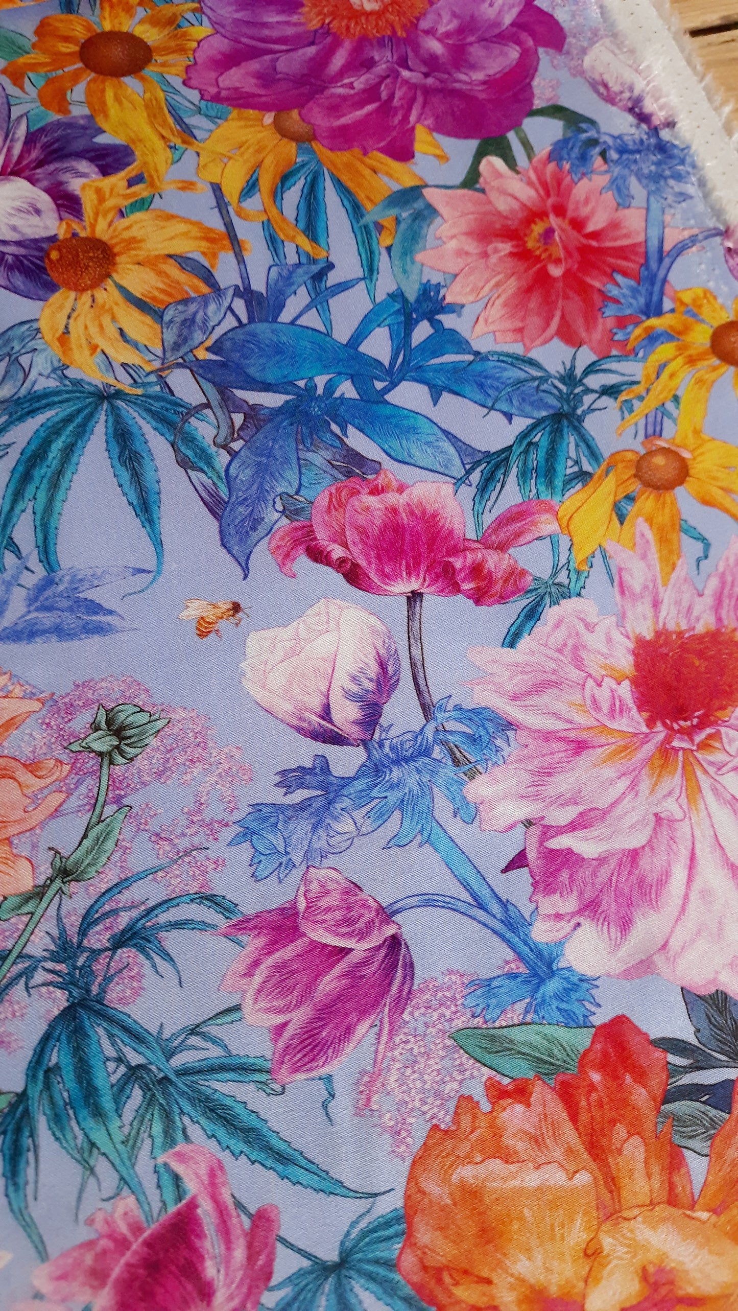 Margo on Sky Blue by FIGO 100% Rayon Challis - Per ¼ Metre (£18/m)