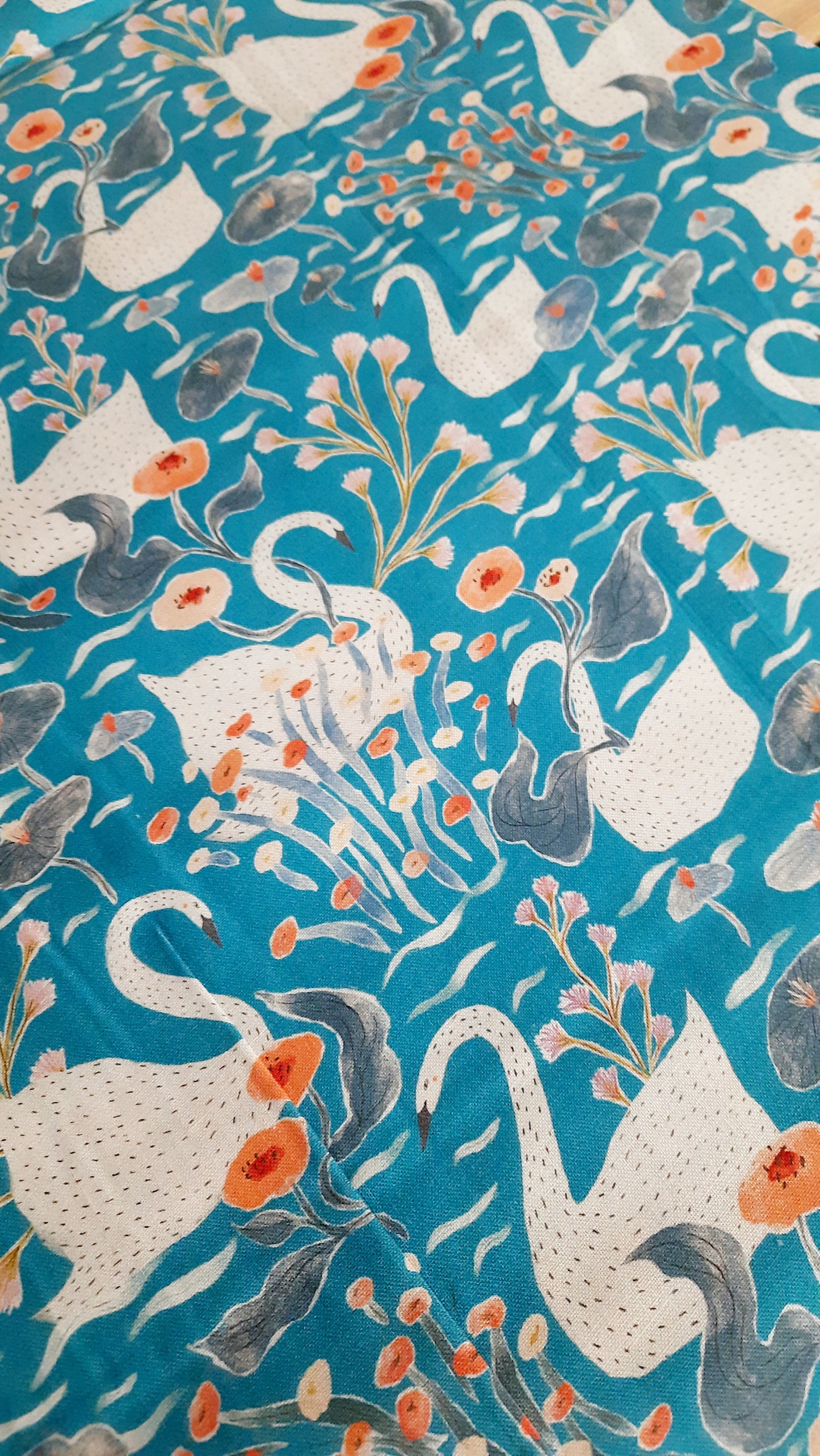 Swans Teal Alpine Bliss by Figo - Per FQ (£12/m)