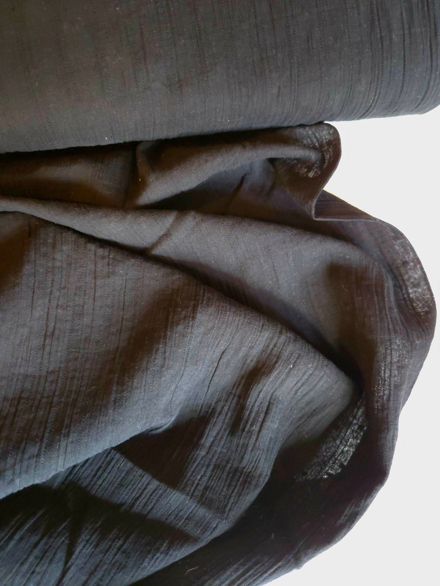 Black Cotton Crinkle Dobby - Remnant 99cm x Width