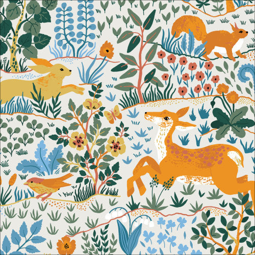 Wild Animals on Cream Baltic Woodland - Per FQ (£15/m)