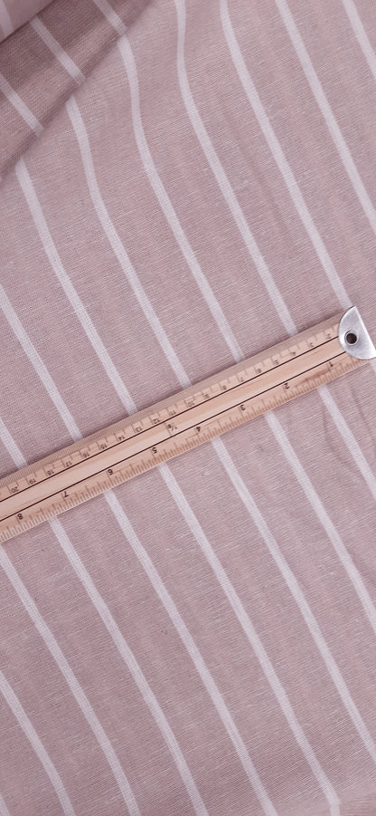 Latte Stripe Viscose Linen - Remnant 53cm x Width