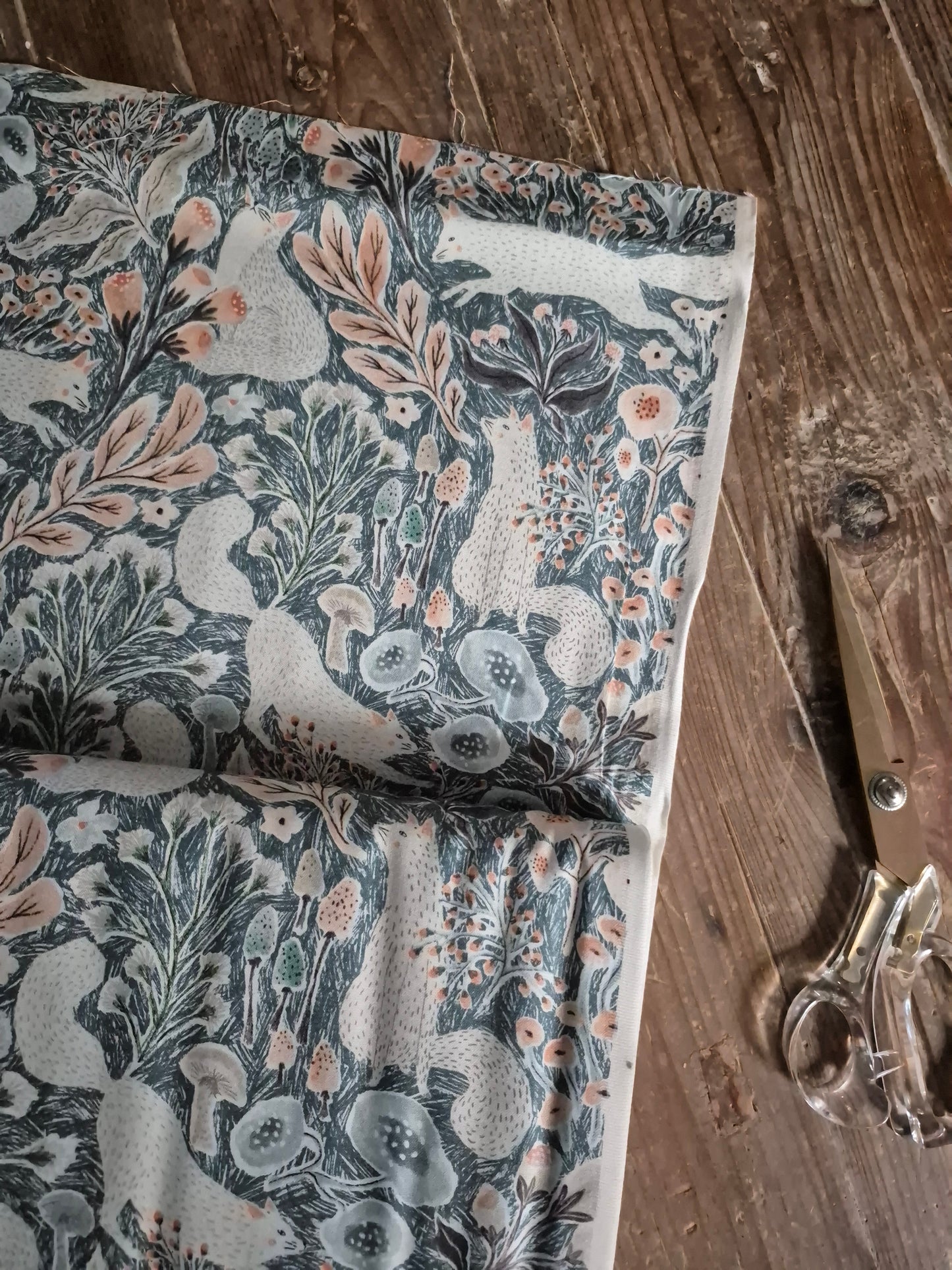 Teal Fox from Thicket and Bramble by Figo - Per FQ (£13/m)