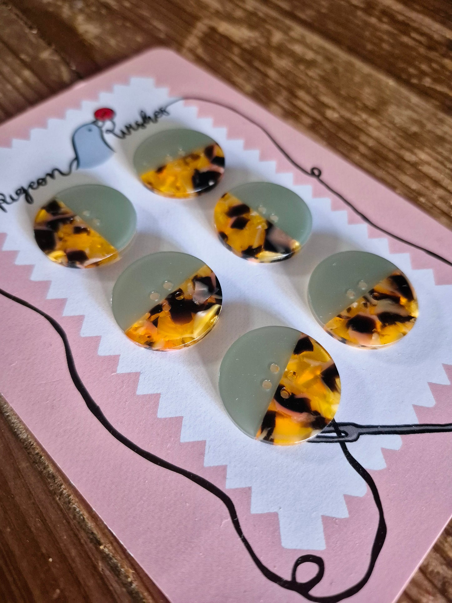 Ocean Leopard button card (25mm coat size) - Pigeon Wishes