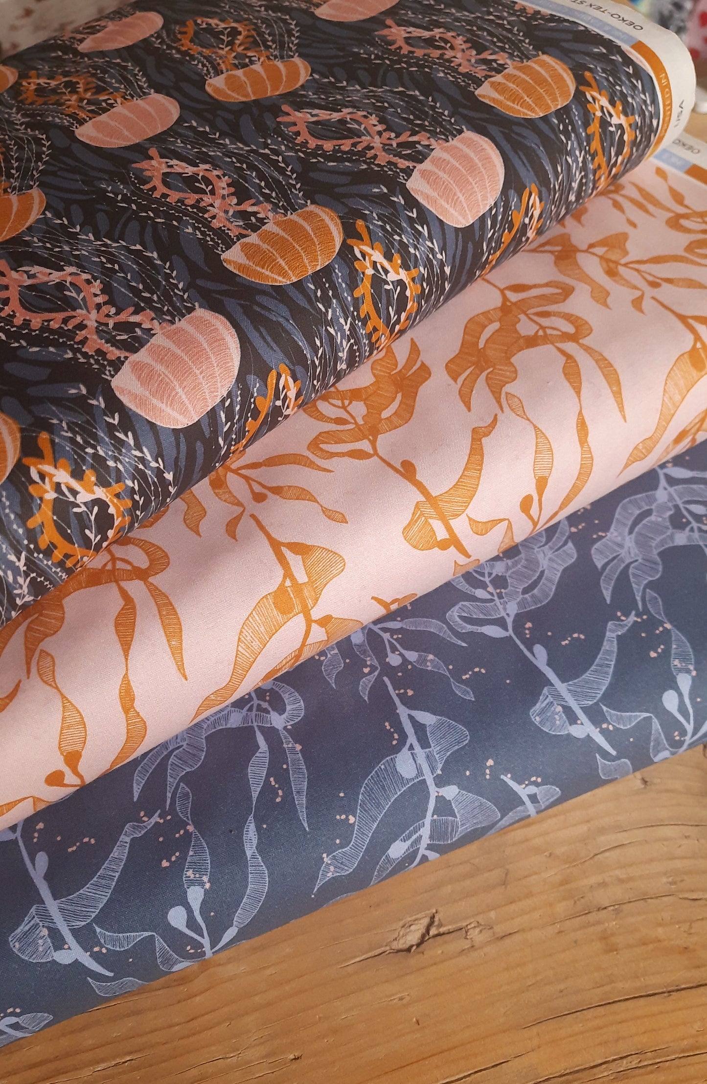 Seaweed on Ink from Ocean Adventures 100% Cotton by PBS - Remnant 125cm x Width