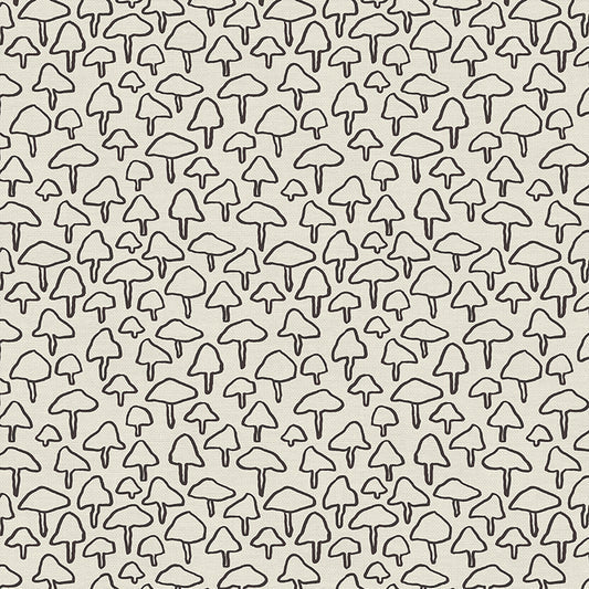 Mushroom Outlines Black from Woodland Creatures 100% Cotton by PBS - Per FQ (£15/m)