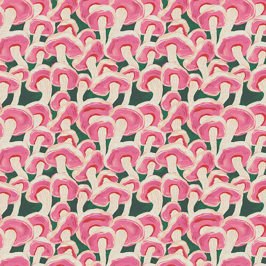 Dancing Mushrooms Pink from Woodland Creatures 100% Cotton by PBS - Per FQ (£15/m)