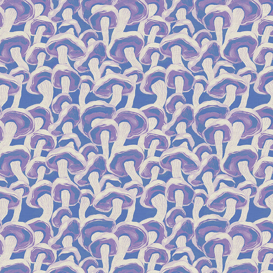 Dancing Mushrooms Periwinkle from Woodland Creatures 100% Cotton by PBS - Per FQ (£15/m)