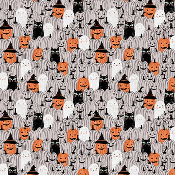 Starlight Spooks Pumpkin Patch Grey 100% Cotton by PBS - Per FQ (£15/m)