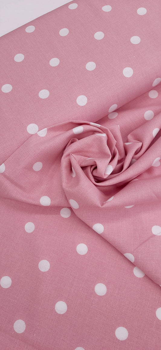 Dusky Pink Polka Dot Viscose Linen – Per ¼ Metre (£8/m)