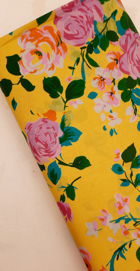 Yellow Floral 100% Cotton from Lovely Day - Per FQ (£12/m)