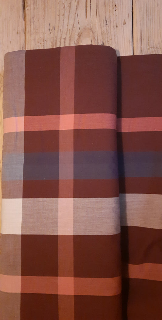 Brown Cotton Check - Per ¼ Metre (£6/m)