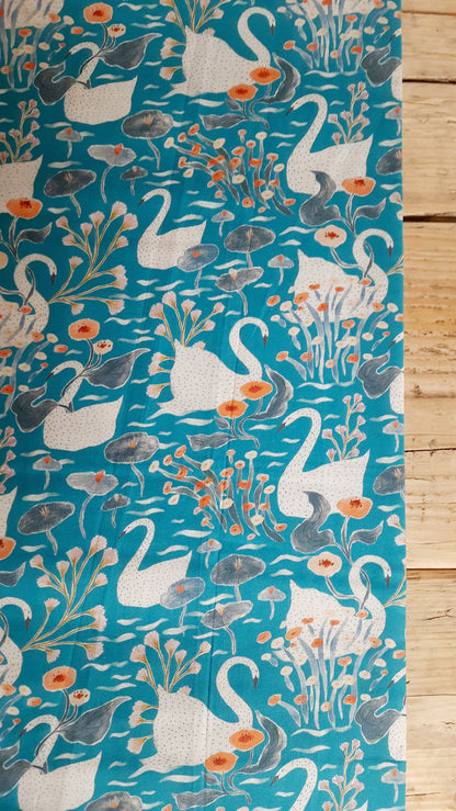 Swans Teal Apline Bliss by Figo - Per FQ (£12/m)