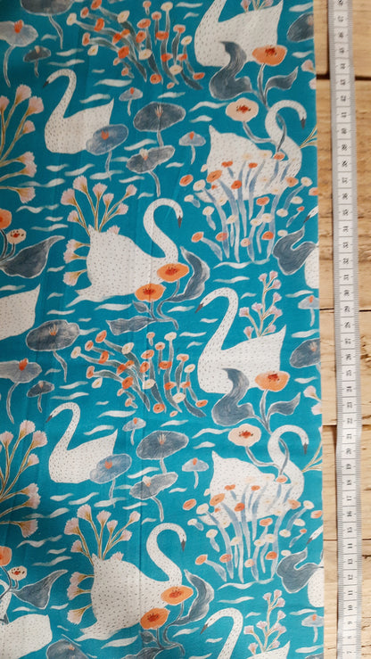 Swans Teal Apline Bliss by Figo - Per FQ (£12/m)