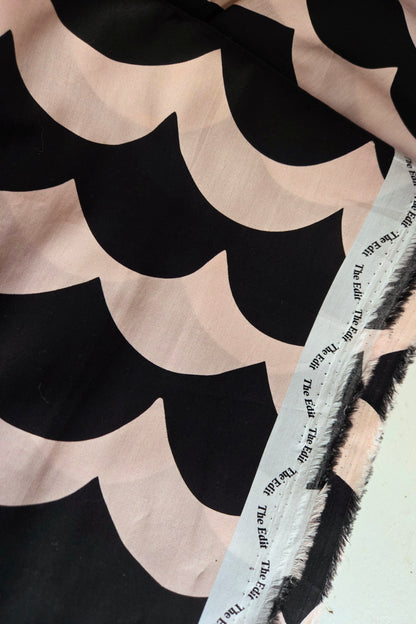 The Edit Scallop Black and White 100% Cotton Lawn - Per ¼ Metre (£20/m)