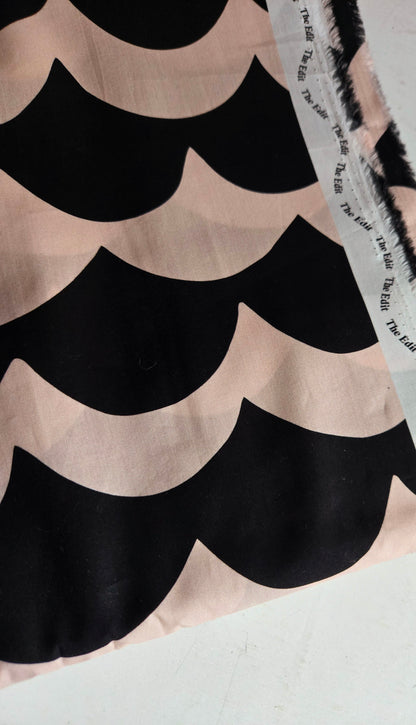 The Edit Scallop Black and White 100% Cotton Lawn - Per ¼ Metre (£20/m)