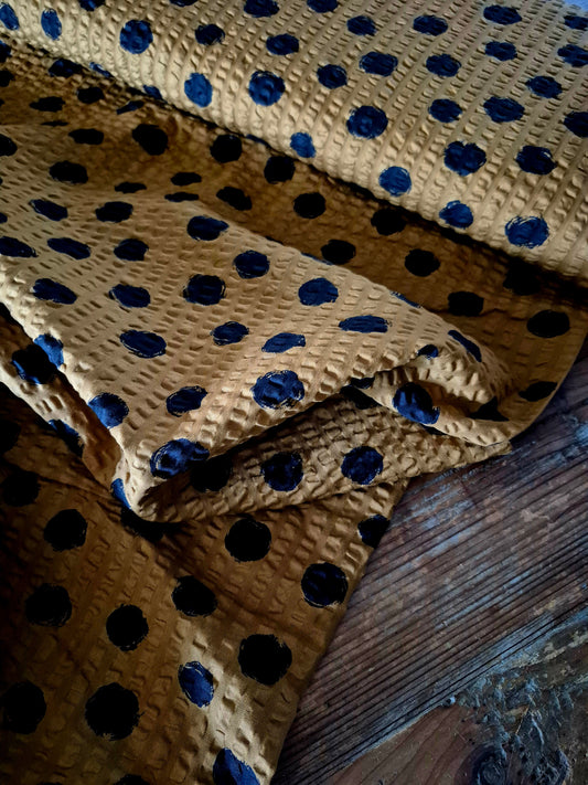 Toffee Spot Cotton Seersucker - Per ¼ Metre (£14/m)