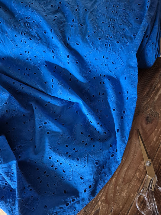 Cobalt Broderie Anglaise 100% Cotton - Per ¼ Metre (£12/m)