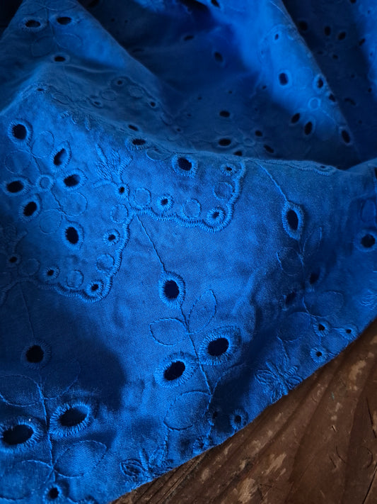 Cobalt Broderie Anglaise 100% Cotton - Per ¼ Metre (£12/m)