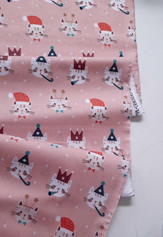 Kitties on Pink from Animal Crackers by Dashwood Studio – Per FQ (£7/m)