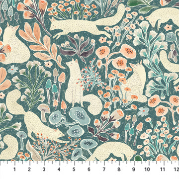 Teal Fox from Thicket and Bramble by Figo - Per FQ (£14/m)