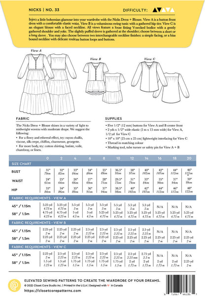 Nicks Dress & Blouse Pattern by Closet Core Patterns