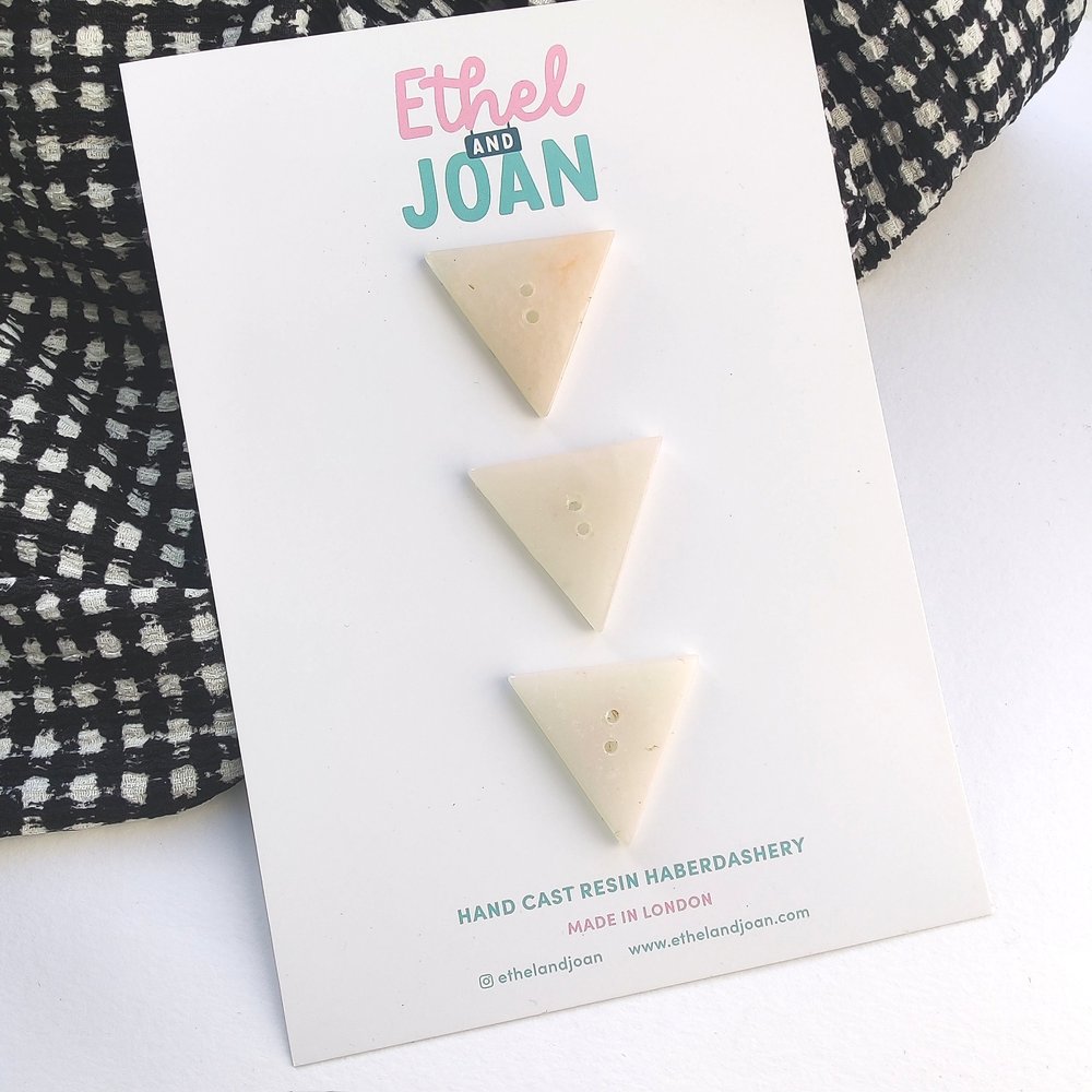 Pearl Triangles Buttons Pack of 3 - Ethel and Joan