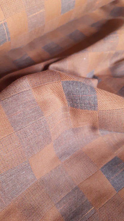 Caramel Cotton Grid - Remnant 82cm x Width