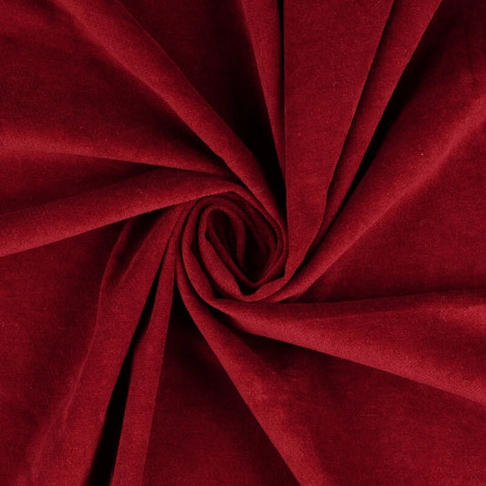Red Stretch Cotton Velvet from Lano by Modelo Fabrics - Per ¼ Metre (£12/m)