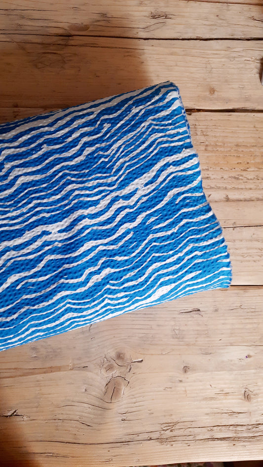 Blue Waves Cotton Seersucker - Per ¼ Metre (£8/m)