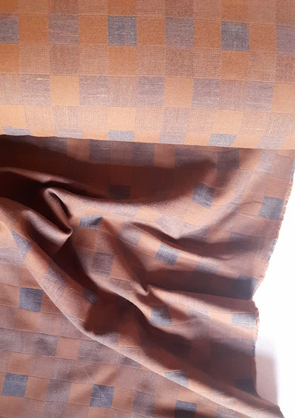 Caramel Cotton Grid - Remnant 82cm x Width