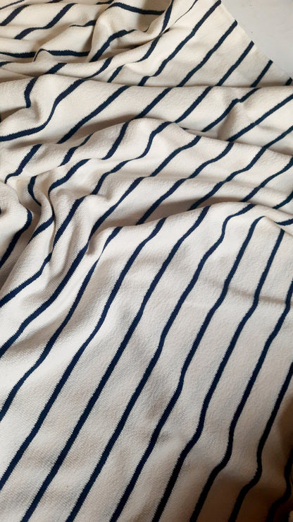 Navy Stripe Cotton Knit - Per ¼ Metre (£11/m)