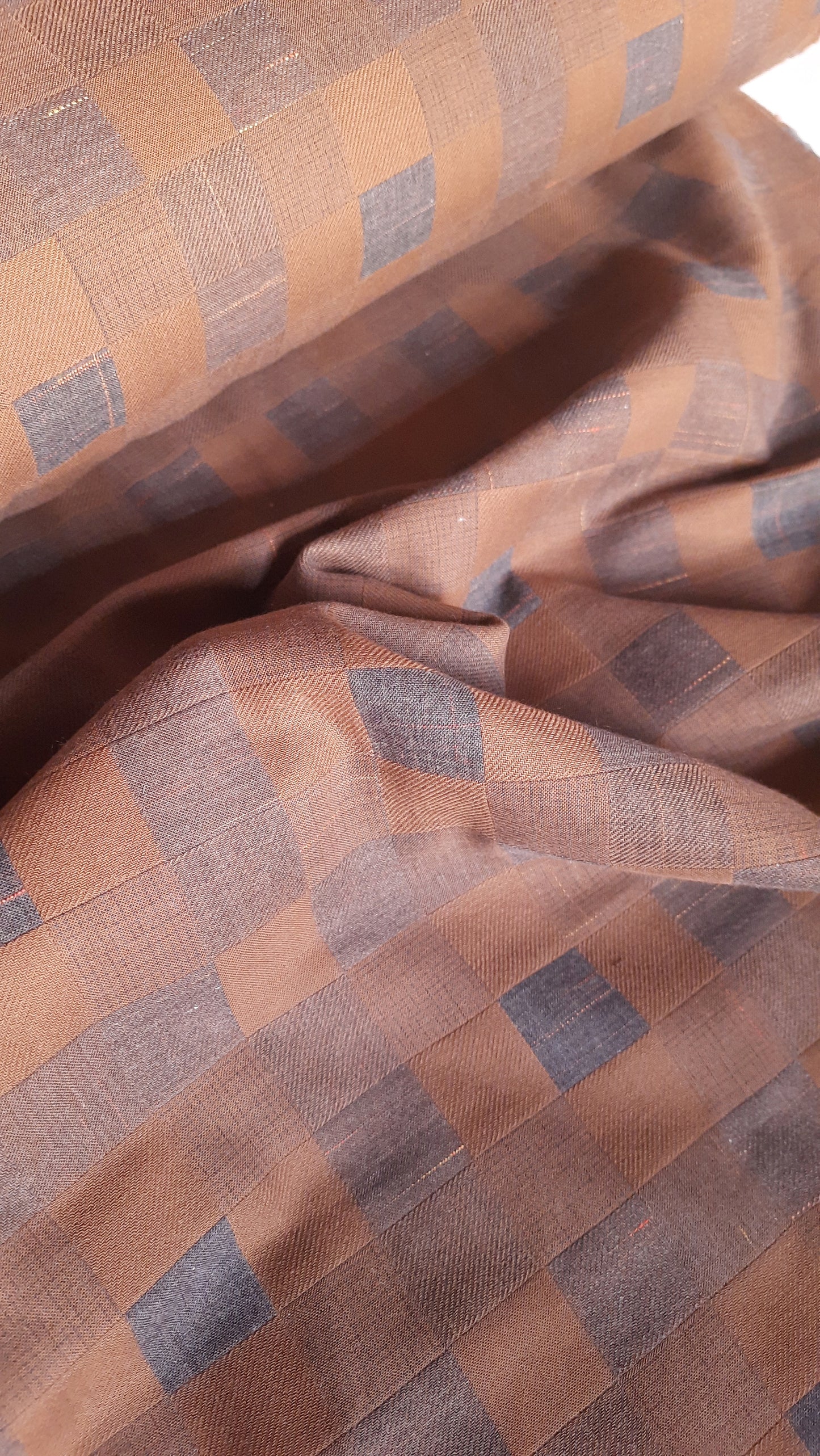 Caramel Cotton Grid - Remnant 82cm x Width