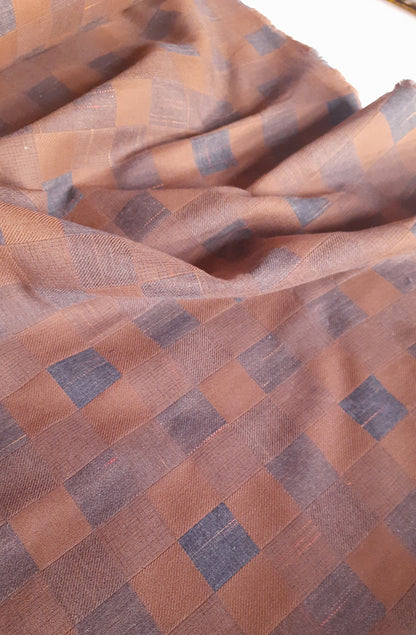 Caramel Cotton Grid - Remnant 82cm x Width