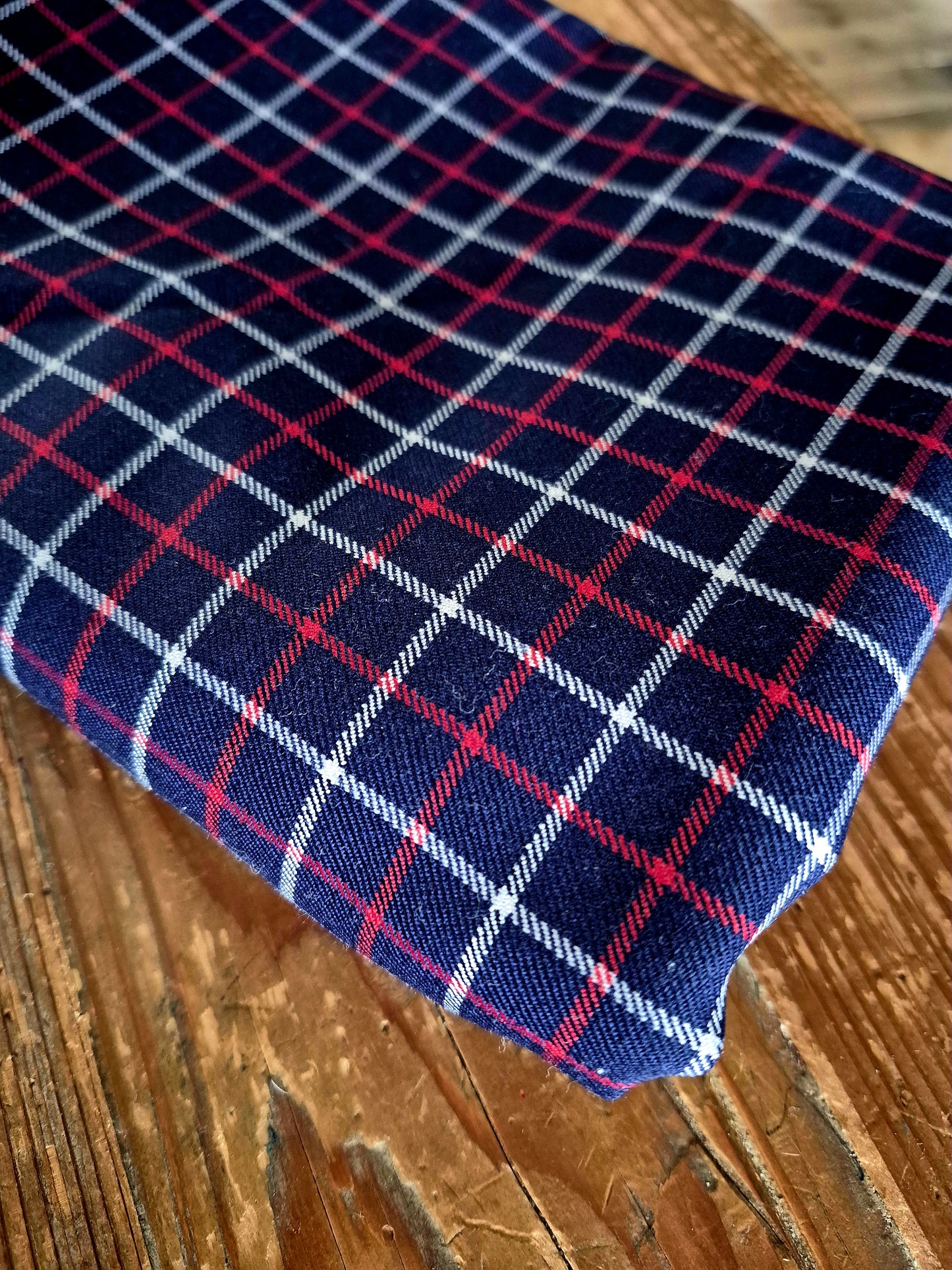 Navy and Red Check Wool Ex-Designer – Per Metre (£10m) - Exclusive Clearance